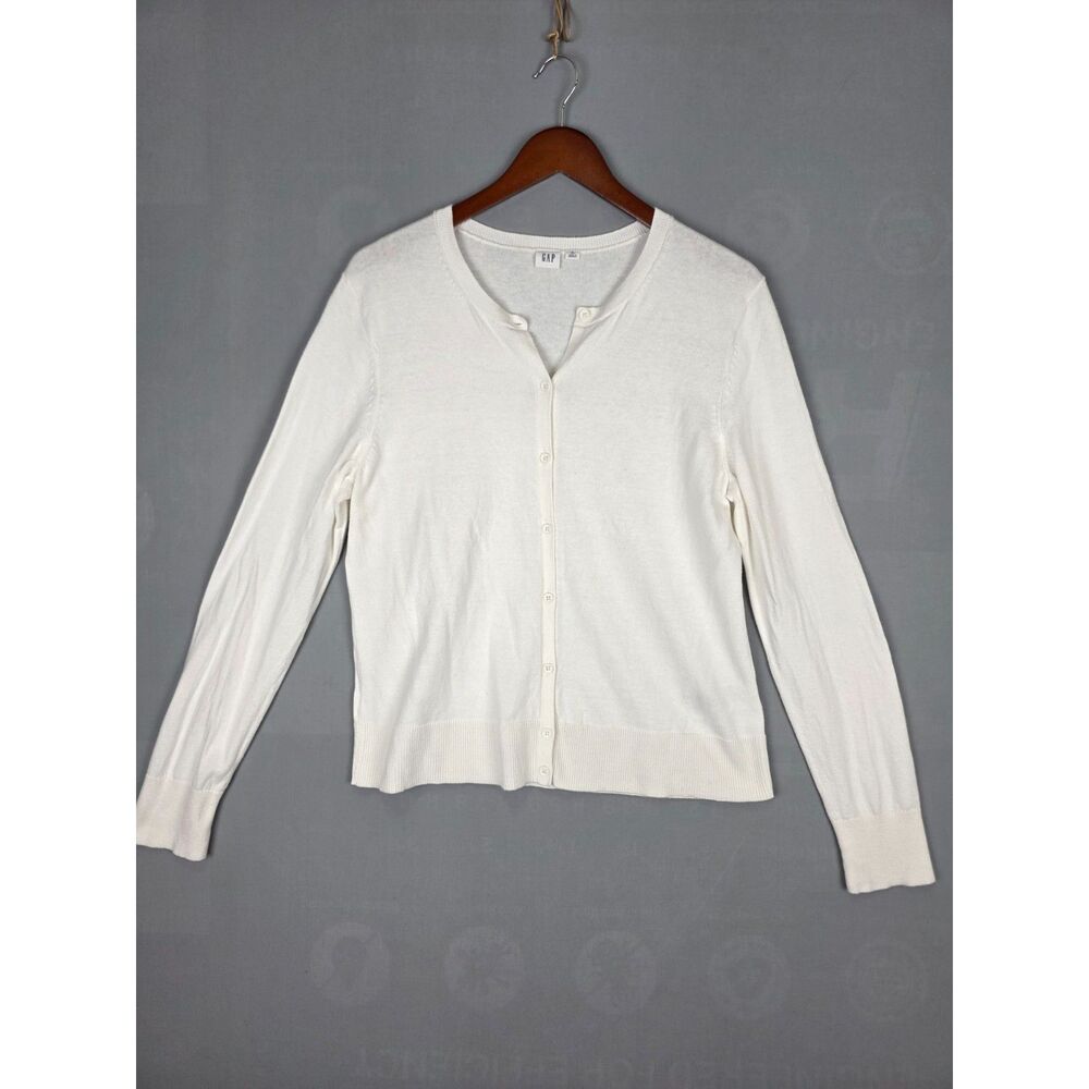 Gap Cardigan 100% Cotton White XL Basics Capsule Wardrobe Preppy
